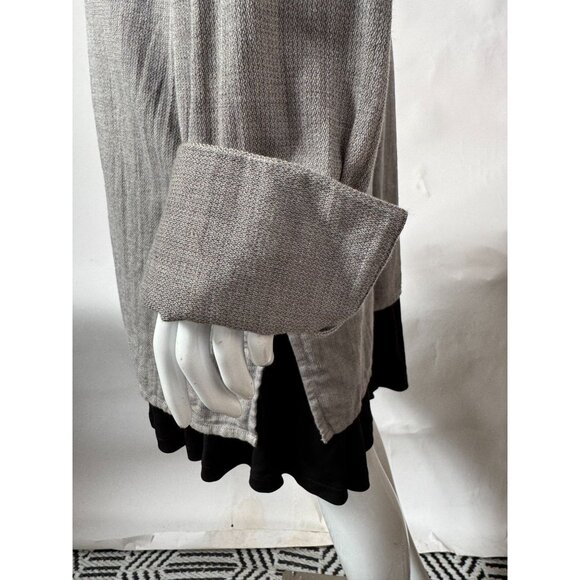 Coldwater Creek XL Embroidered Button-Front Tunic Top Gray 100% Cotton Long Slee - Picture 8 of 16